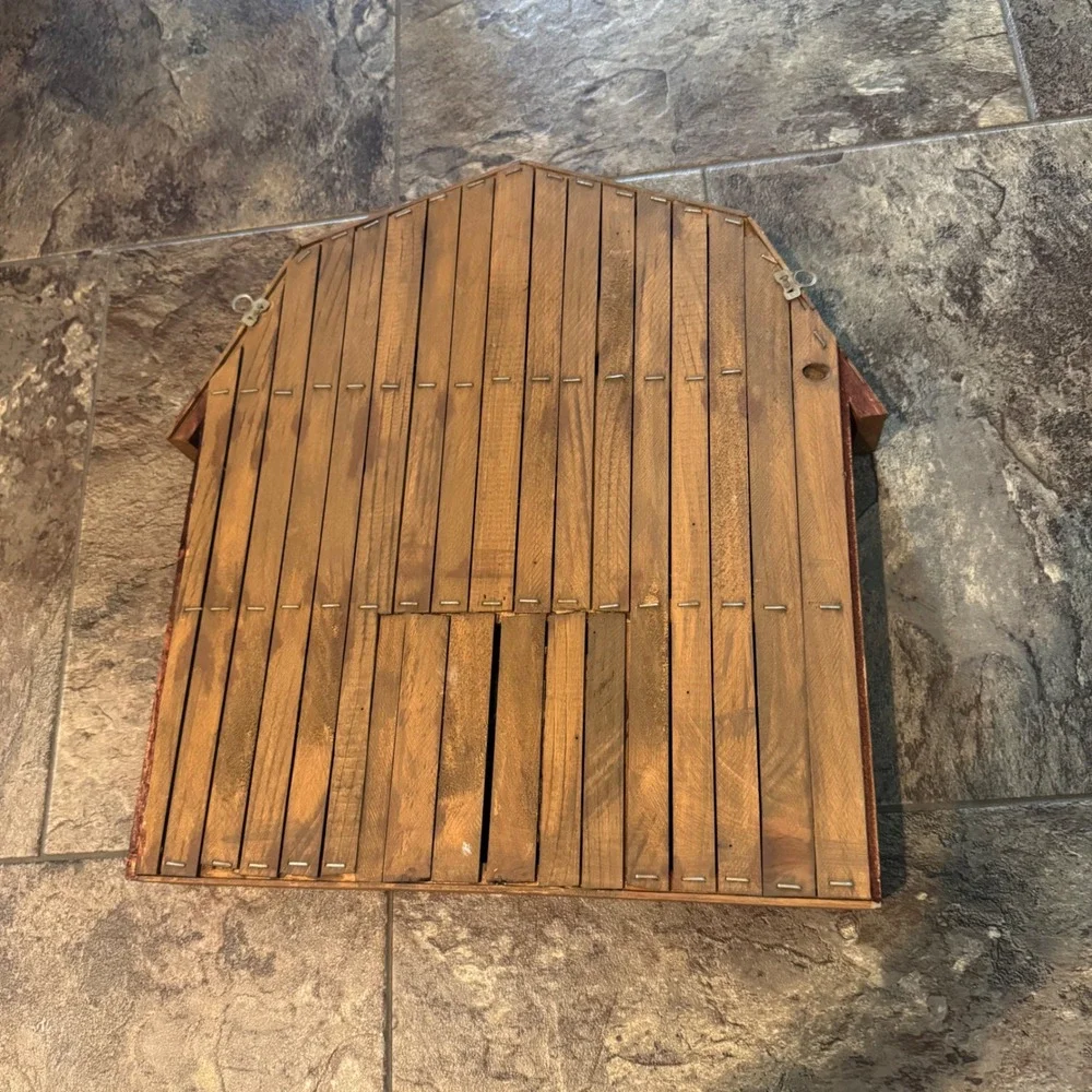 Vintage Cottagecore Farmhouse Barn Wood Shadow Box Display Shelf with Miniatures
